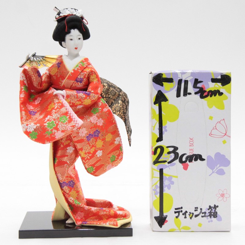 アウトレット品 日本人形舞妓人形 6号 金襴派手物 扇 幅16cm (22a-ya-1201) インテリア ディスプレイ 見切処分品 |  さくらソレイユ　楽天市場店