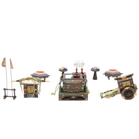 アウトレット品 雛道具お道具セット 六品 40号 六点セット 古代塗料理付 木製(桐) 3段飾り用 飾り幅120cm (22a-ya-1945) インテリア ディスプレイ 見切処分品