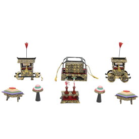 アウトレット品 雛道具お道具セット 六品 35号 山鉾六点セット 料理付 黒塗 3段飾り用 飾り幅105cm (22a-ya-1977) インテリア ディスプレイ 見切処分品