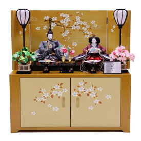 アウトレット品 雛人形親王 収納飾り ひな 清水久遊 桜手描き屏風台 幅64cm (22a-ya-2502A) インテリア ディスプレイ 見切処分品