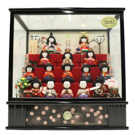 アウトレット品 雛人形 十五人揃い ケース飾り 江戸木目込み雛 紅白梅 十五人飾り オルゴール付き 幅48cm (24a-ya-0400) インテリア ディスプレイ 見切処分品