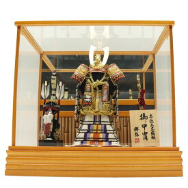 アウトレット品 五月人形 鎧 ケース飾り 奉納鎧 鏡付面取ガラスケース 幅54cm (24a-ya-0402) インテリア ディスプレイ 見切処分品
