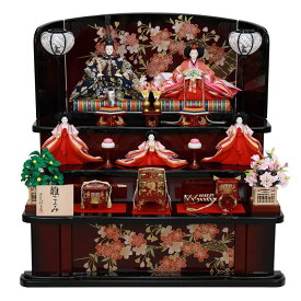 雛人形 五人 三段飾り 雛ごよみ 黒ボカシ桜屏風 幅92cm （4K15GP008） 5人 ひな人形