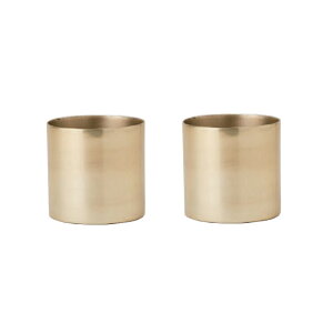 花・観葉植物用ポット ラーケルシリンダー 9 ゴールド Metal POT (2個入り) 33054 底穴なし アルミニウム製 (代引き不可) ミニ鉢カバー FARM (p177)