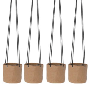 花・観葉植物用ポット クラフトペーパーポット ハンギング 12 T HANGING (4個入り) 56008 底穴なし ウォッシャブル・クラフトペーパーポット製 (代引き不可) ハンキング鉢カバー 吊るしタイ