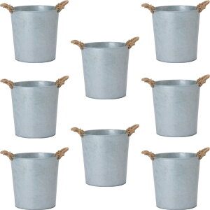 花・観葉植物用ポット ジンクバケツ 30 Metal POT (8個入り) 69013 底穴なし ジンクカン (代引き不可) 大型鉢カバー FARM (p197)