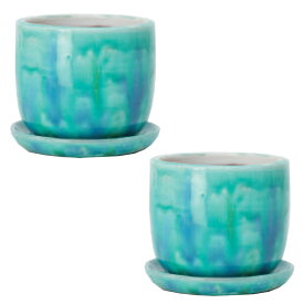 花・観葉植物用ポット ユーリア 12 G Ceramic POT （2個入り） 71097 底穴あり 受皿付き （代引き不可） 小型ポット FARM (p59)
