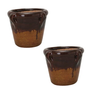 花・観葉植物用ポット チュニジアン ミニグレイズ CH C Teracotta POT (2個入り) 15014 底穴あり 受皿なし (代引き不可) 小型ポット FARM (p127)