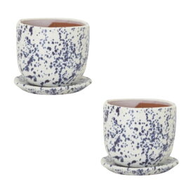 花・観葉植物用ポット ユーリア 12 B Ceramic POT （2個入り） 71107 底穴あり 受皿付き （代引き不可） 小型ポット FARM (p59)