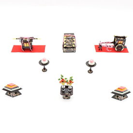 アウトレット品 雛人形 道具単品 雛道具6品セット 30号 エンジ色塗り 6点(26a-ya-0417) インテリア ディスプレイ 見切処分品