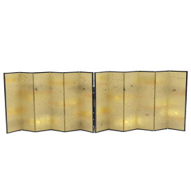 アウトレット品 屏風単品 六曲一双屏風 18号 ベージュ色 砂子 レトロ アートスタンド 幅155cm (26a-ya-0832) インテリア ディスプレイ 見切処分品
