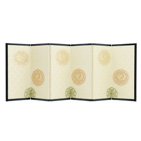 アウトレット品 屏風単品 六曲屏風 13号 クリーム色 帯地鳳凰 レトロ アートスタンド 幅85cm (26a-ya-0834) インテリア ディスプレイ 見切処分品