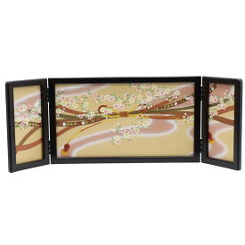 アウトレット品 屏風単品 三曲屏風 9号 ベージュ色 のし束桜 レトロ アートスタンド 幅65cm (26a-ya-0853) インテリア ディスプレイ 見切処分品