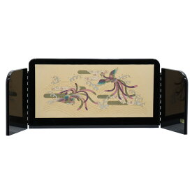 アウトレット品 屏風単品 三曲屏風 10号 ベージュ色 黒塗り レトロ アートスタンド 幅80cm (26a-ya-0860) インテリア ディスプレイ 見切処分品