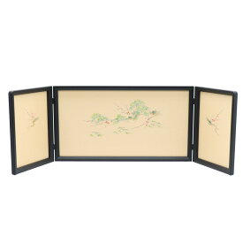 アウトレット品 屏風単品 三曲屏風 11号 ベージュ色 松竹梅 レトロ アートスタンド 幅95cm (26a-ya-0865) インテリア ディスプレイ 見切処分品
