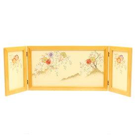 アウトレット品 屏風単品 三曲屏風 15号 クリーム色 岩に桜 レトロ アートスタンド 幅0cm (26a-ya-0959) インテリア ディスプレイ 見切処分品