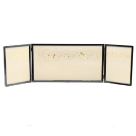 アウトレット品 屏風単品 三曲屏風 12号 ベージュ 箔チラシ レトロ アートスタンド 幅121cm (26a-ya-0981) インテリア ディスプレイ 見切処分品