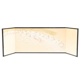 アウトレット品 屏風単品 三曲屏風 13号 薄橙色 嵯峨野錦 レトロ アートスタンド 幅126cm (26a-ya-0986) インテリア ディスプレイ 見切処分品