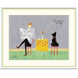 額絵 山田つむぎ ティータイム f8・f6・f4サイズ Time for rest 〜動物のいる暮らし〜 Tsugumi gk-a5-j3n002(p72) (J3-N002) (代引き不可) 現代アート インテリア