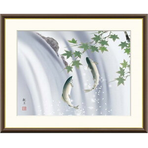 額絵 森山観月 楓に鮎 f8・f6・f4サイズ 現代日本画シリーズ 麗水の彩魚 gk-a5-j4a017(p147) (J4-A017) (代引き不可) 日本画 インテリア