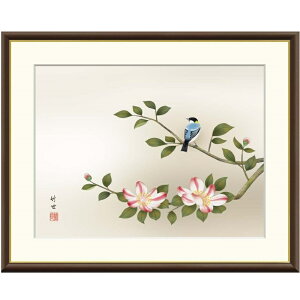 額絵 田村竹世 山茶花に小鳥 f8・f6・f4サイズ 現代日本画シリーズ 花鳥画 冬飾り gk-a5-j4b049(p157) (J4-B049) (代引き不可) 日本画 インテリア