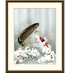 額絵 森山観月 夫婦滝昇鯉 f8・f6・f4サイズ 現代日本画シリーズ 端午の節句画 gk-a5-j4h010(p169) (J4-H010) (代引き不可) 日本画 インテリア