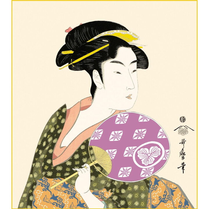 楽天市場】色紙絵 美人画【喜多川歌麿】団扇を持つおひさ 浮世絵 k3 
