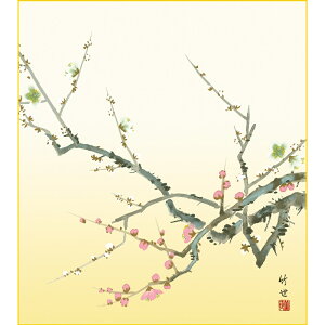 色紙絵 花鳥画【田村竹世】紅白梅 四季絵 k5-016a 四季淡花春【代引き不可】