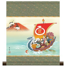 和風モダン掛 現代日本画 干支 巳年 [迎寿巳年宝船] 北山歩生 新絹本 [KM3R2-151] 工芸美術画