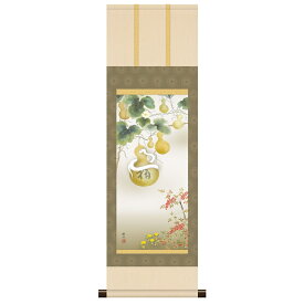 本格ミニ掛軸 現代日本画 干支 巳年 [六瓢南天白蛇図] 浮田秋水 新絹本 [KM3R2-156] 工芸美術画