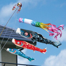 徳永 鯉のぼり ベランダ用 ロイヤルセット 格子取付タイプ 1.5m鯉3風舞い 桜風吹流し 撥水加工 日本の伝統文化 こいのぼり
