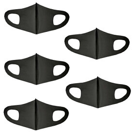 ファッション グッズ 洗えるあったかマスク5枚SET M～Lサイズ/BLACK（ hw787-3）アパレルマスク