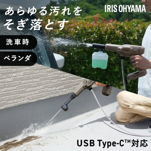 ハンディウォッシャー アイリスオーヤマ 軽量 充電式 コードレス コンパクト ショートノズル ブラシ付ヘッド 洗浄力UP 洗剤使用可 吐出5パターン ペットボトル バケツ 給水 掃除 洗車 ハンデ