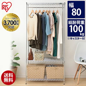 【サビに強い】スチールラック 3段 幅80 奥行45 高さ174.5cm MTO-WR80 ポール径19mm アイリスオーヤマメタルラック ハンガーラック メタルミニ ワードローブ 衣類収納 ハンガー 収納 収納棚 クローゼット 隙間収納 スリム