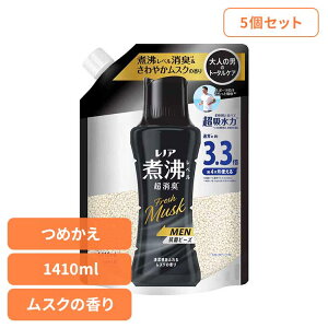 【5個セット】洗濯 消臭 抗菌 ビーズ ニオイ レノア煮沸レベル消臭抗菌ビーズMEN 清潔感あふれるムスクの香り つめかえ用 超特大 1410ml ピーアンドジー 消臭ビーズ 抗菌ビーズ まとめ買い 吸