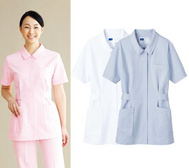 チュニック白衣 医療ナースウェア 女性ホワイト/ブルー/ピンク