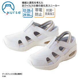 【楽天ランキング堂々の1位受賞】ナースシューズ 富士ゴム 白 男女兼用 サンダル 通気性 蒸れにくい 疲れにくい 幅広 大きいサイズ 医療 事務 受付 抗菌 防臭 ナースフィットI No.F-001