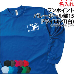 ドライロンT 長袖 背番号 Tシャツ ロンT バレーボール バレー ワンポイント クラブ 部活 練習着 ドライ 速乾 吸収 薄手 メッシュ UVカット 卒業 入部 卒部 プレゼント名入れ CUTDLTB-VB15S ブラック