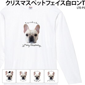 【800円off最大クーポン!マラソン限定】ロンT ロングTシャツ 長袖 白 クリスマス ペット オーダーメイド 写真入り おしゃれ 可愛い サンタ イラスト ギフト 名入れ LTE-P5