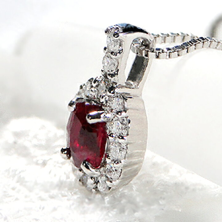 楽天市場】pt900 ルビー＆ダイヤモンドネックレス 【送料無料】ルビー  