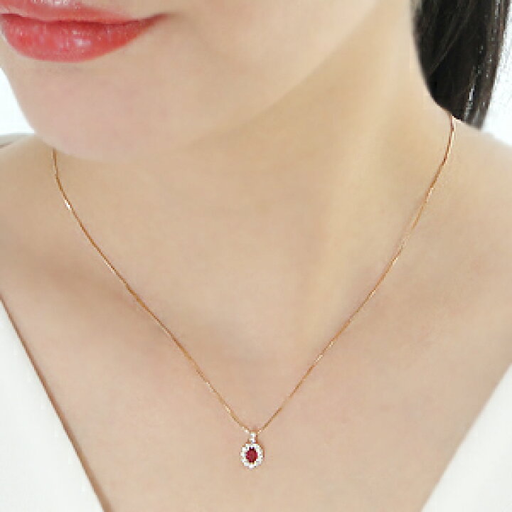 楽天市場】K18PG ルビー＆ダイヤモンドネックレス 【送料無料】ルビー  