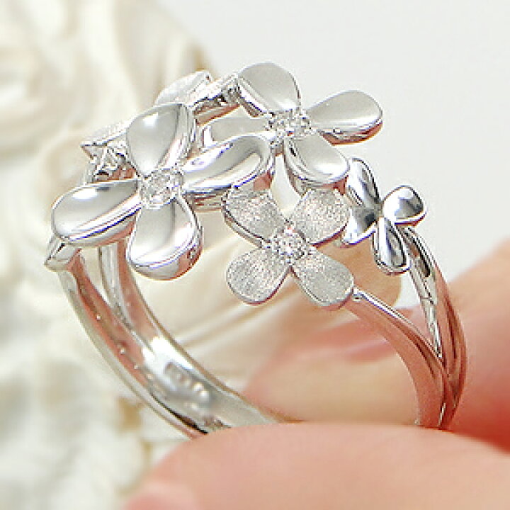 楽天市場】Pt900【0.08ct】フラワー ダイヤモンド リング【送料無料  