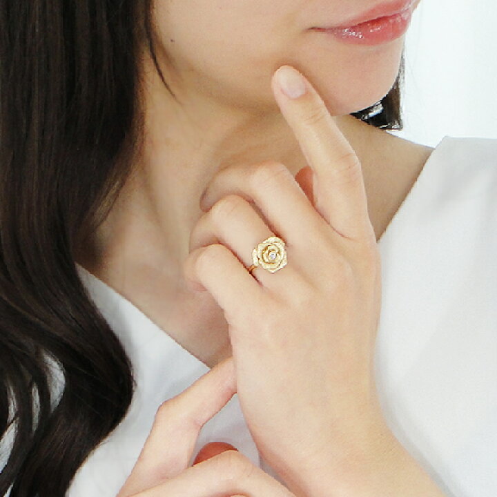 楽天市場】K18YG ダイヤモンド ローズ モチーフ リング【送料無料  