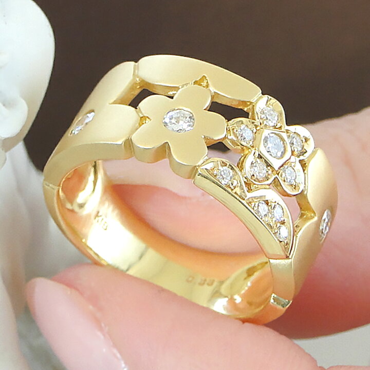 楽天市場】K18YG【0.30ct】ダイヤモンド フラワー リング【送料無料 