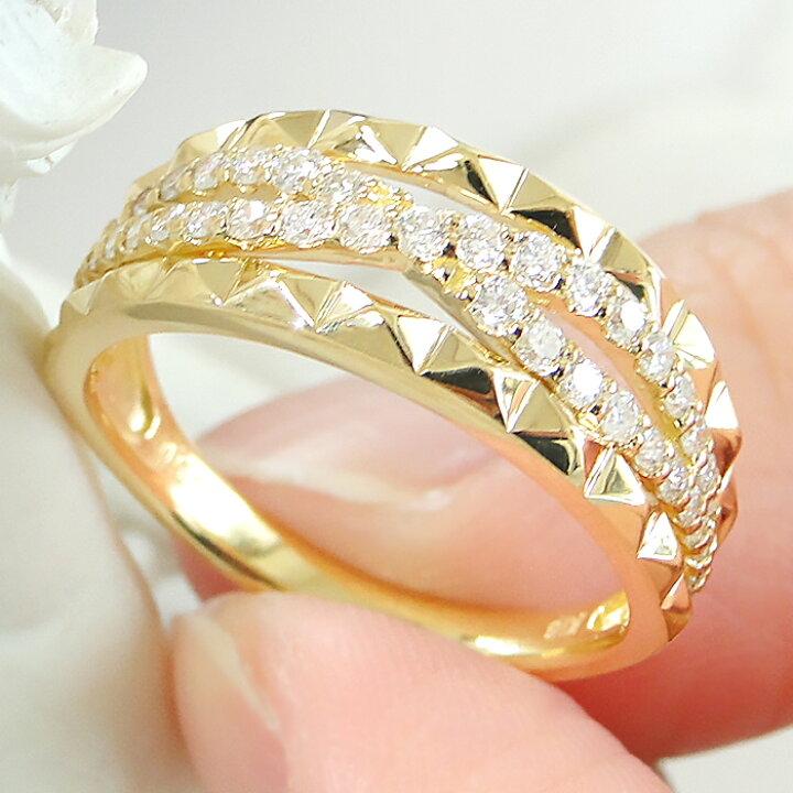 楽天市場】K18YG 【0.50ct】クロス ダイヤモンド リング【送料無料 