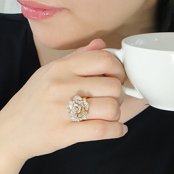 楽天市場】K18YG【1.00ct】ダイヤモンド ローズ モチーフ リング【送料  