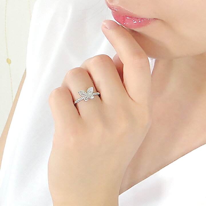 楽天市場】Pt900【0.15ct】ダイヤモンド 蝶モチーフ リング【送料無料 