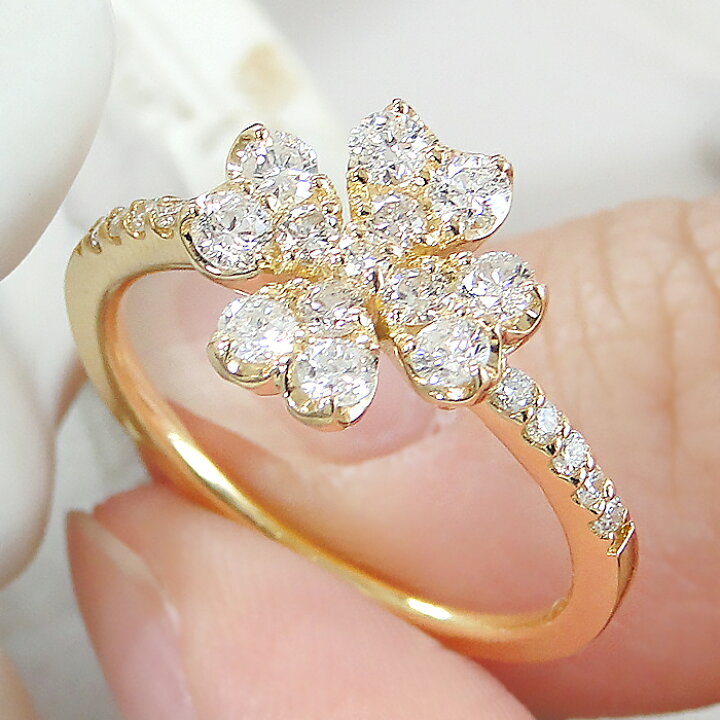 楽天市場】K18YG【0.60ct】ダイヤモンド フラワー モチーフ リング 