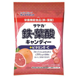 【10袋でお買い得】サンプラネット サヤカ 鉄・葉酸キャンディー（ピンクグレープフルーツ味）65g×10袋