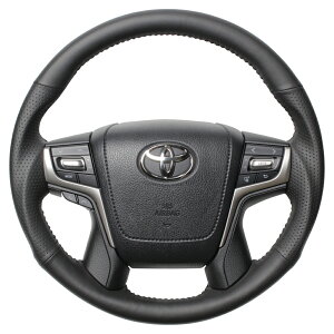 REAL レアル ステアリング オリジナルシリーズ ランドクルーザー プラド (150系:後期) H29(2017).9〜 ラウンドシェイプ / 小径(371mm) / ガングリップ スタンダード オールレザー / ブラックステッチ